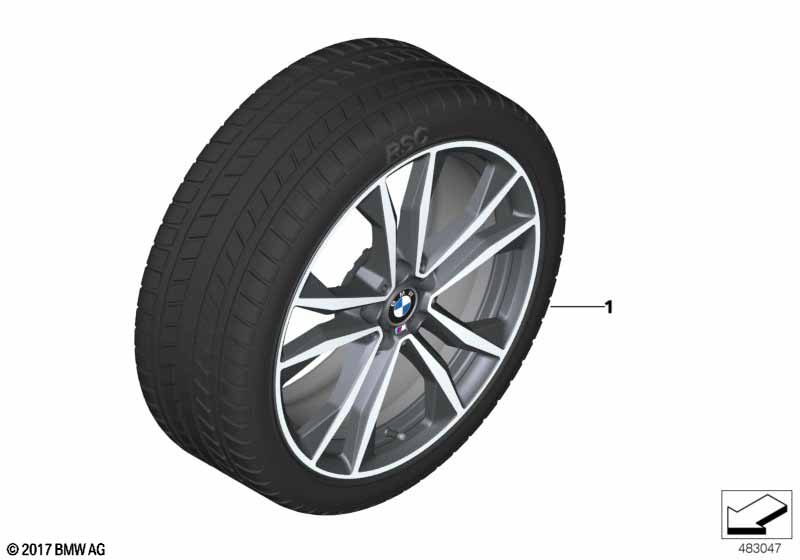 Genuine BMW 36110003046 F39 Rdci Wheel&Tire, Wntr Orbitgrey Polished 225/45R19 96V (Inc. X2 & X1 18i) | ML Performance EU Car Parts