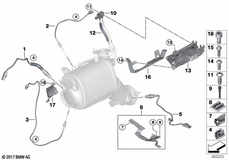 Diesel part.filter sens./mounting parts