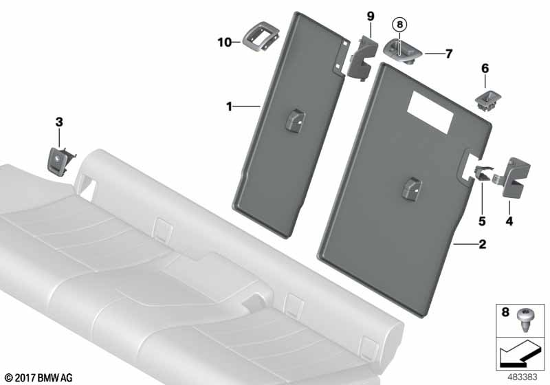 Seat, rear, seat trim covers