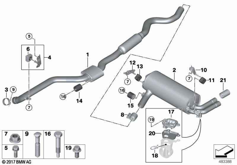 Genuine BMW 18308689374 F34 Rp-Catalytic Conv. With Center Muffler (Inc. 330iX) | ML Performance UK Car Parts