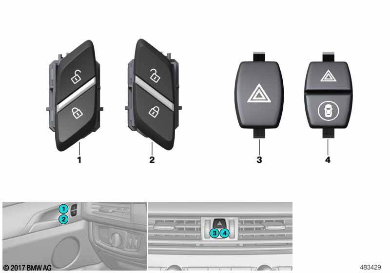 Genuine BMW 61319354189 F25 F26 Switch For Emergency Flasher System (Inc. X4 35dX & X3) | ML Performance UK Car Parts