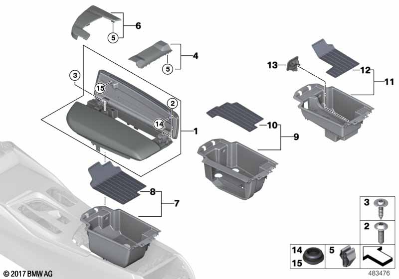 Genuine BMW 51169330670 G32 G30 F90 Center Armrest Tray (Inc. 620d, 630d & 630i) | ML Performance EU Car Parts