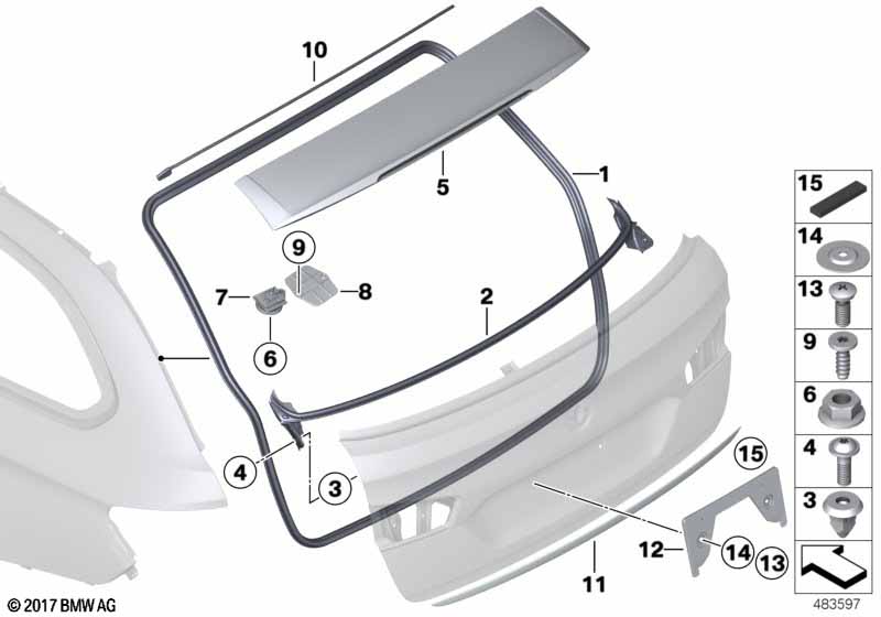 Mounting parts, trunk lid