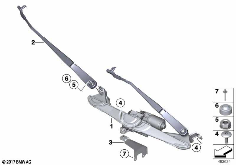 Genuine BMW 61617213272 F25 F26 Wiper Arm, Passenger's Side (Inc. X3) | ML Performance EU Car Parts
