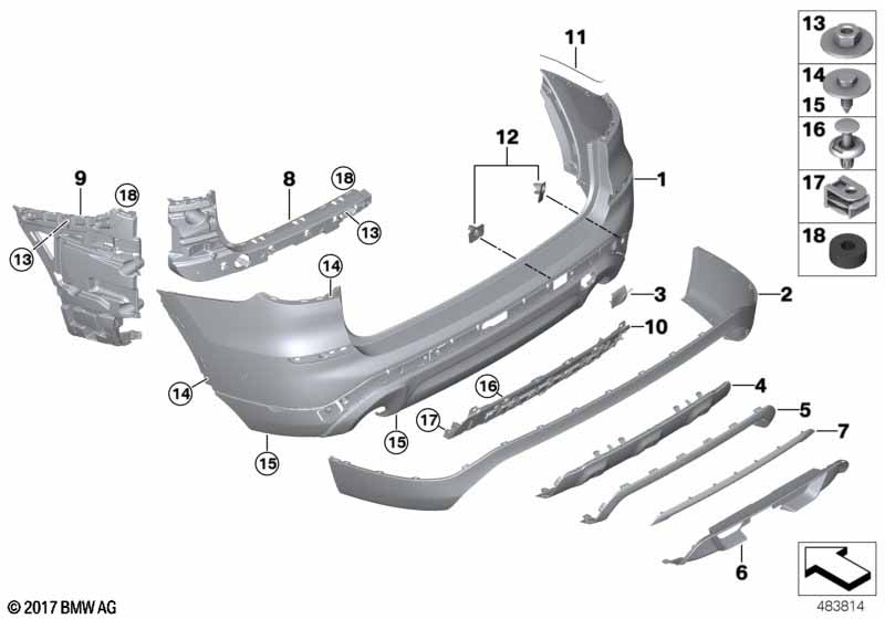 Genuine BMW 51127458877 G01 Trim Cover, Bumper, Rear Lower US LUXURY LINE (Inc. X3 20iX, X3 30iX & X3 20i) | ML Performance UK Car Parts