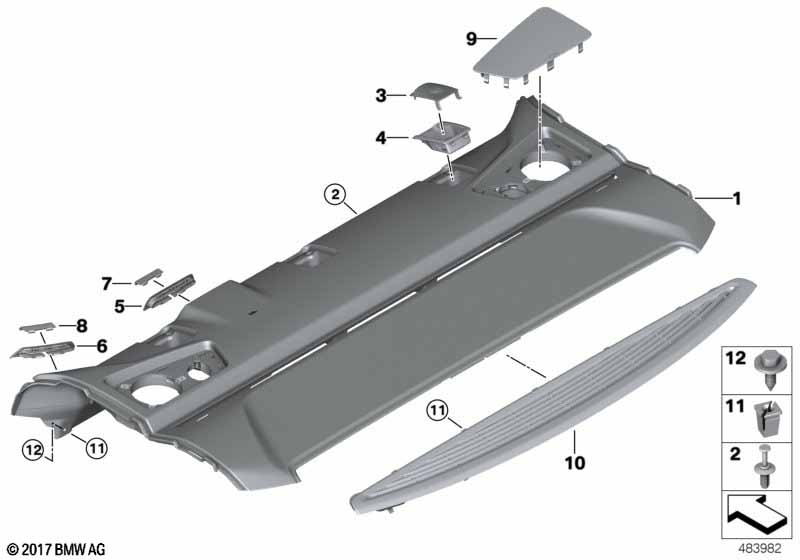 Genuine BMW 51468065041 F90 G30 Rear Window Shelf ANTHRAZIT (Inc. 530eX, 540i & 530dX) | ML Performance UK Car Parts