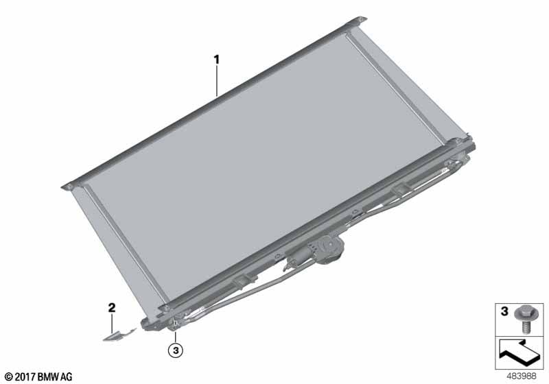 Sun blind, rear window shelf