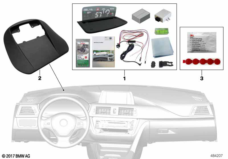 BMW head-up screen for integrated nav.