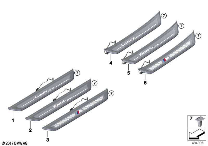 Genuine BMW 51478065119 G32 Cover, Door Sill, Lighted, Rear Left -M- (Inc. 630iX, 630i & 640i) | ML Performance UK Car Parts
