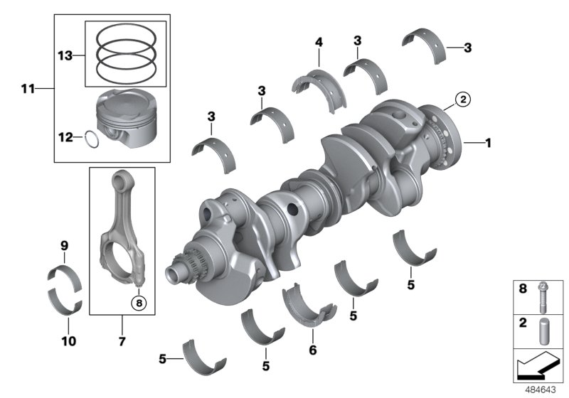 Crankshaft/connecting rod/piston