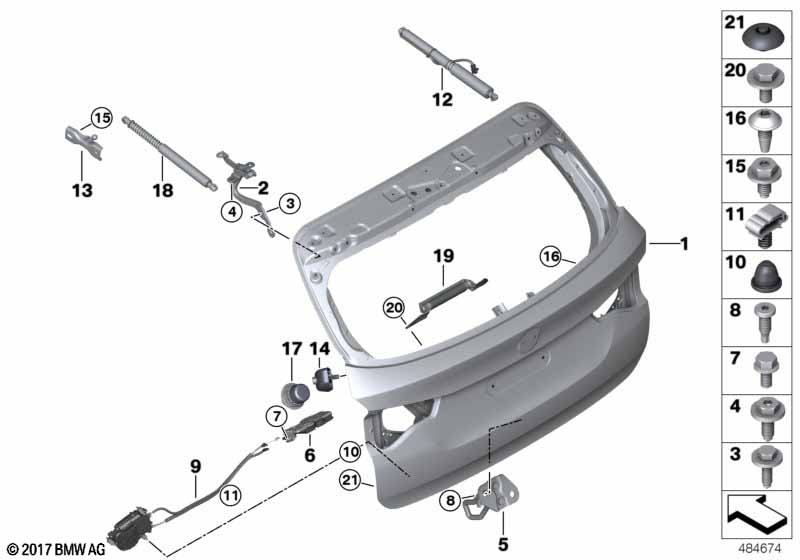 Genuine BMW 41007494944 Right Trunk Lid Hinge (Inc. X3) | ML Performance EU Car Parts