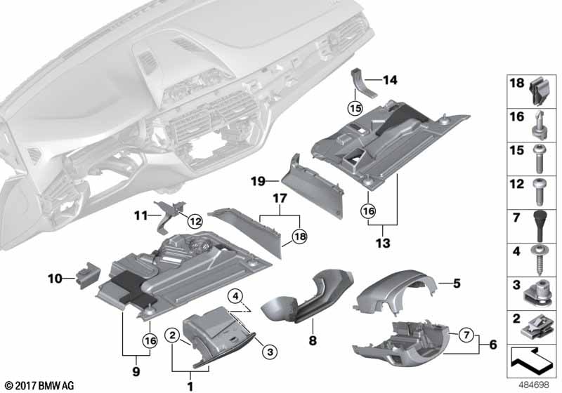Mounting parts, I-panel, bottom