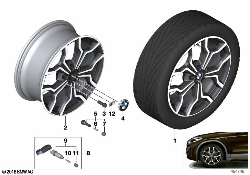 Genuine BMW 36108009759 F39 Disk Wheel, Light Alloy, In Orbitgrey 8JX19 ET:47 (Inc. X2 25iX, X2 20i & X2 20iX) | ML Performance UK Car Parts