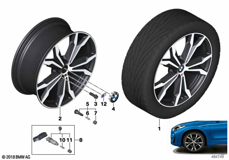 Genuine BMW 36108008622 F39 F48 Disc Wheel Light Alloy Jet Bl.Sol.Paint 8JX20 ET:50 (Inc. X2 18dX, X1 25iX & X2 28i) | ML Performance UK Car Parts