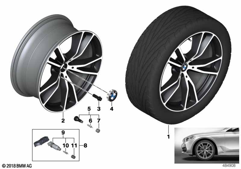 Genuine BMW 36116877020 G32 Disc Wheel Light Alloy Jet Bl.Sol.Paint 8,5JX20 ET:25 (Inc. 630dX, 620d & 640dX) | ML Performance UK Car Parts
