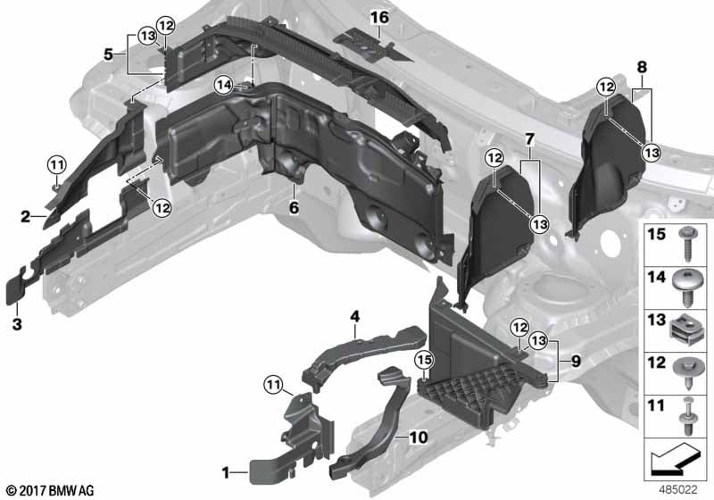 Mounting parts, engine compartment