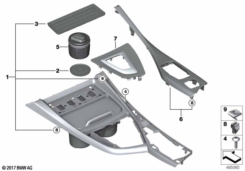 Genuine BMW 51166842323 F23 F20 F21 Center Console Trim With Cup Holder SCHWARZ (Inc. M240iX, M240i & 118i) | ML Performance US Car Parts