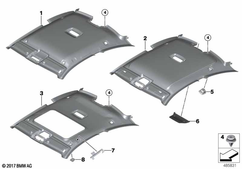 Genuine BMW 51447389089 Molded Headlining F Sliding Lifting Roof OYSTER (Inc. 435i, 430dX & 418i) | ML Performance EU Car Parts