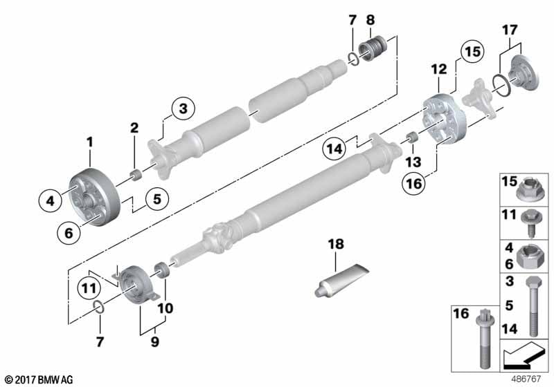Hardy couplings/center bearing/inner nut