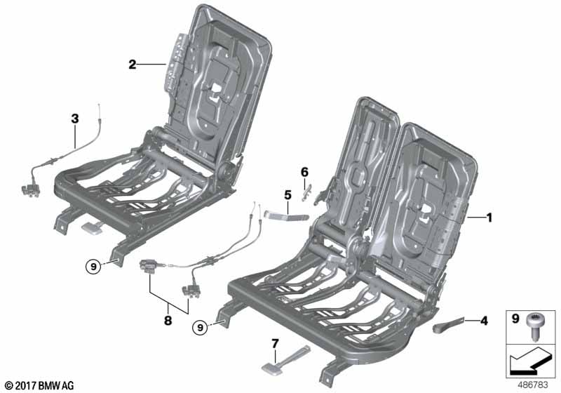 Seat, rear, seat frame