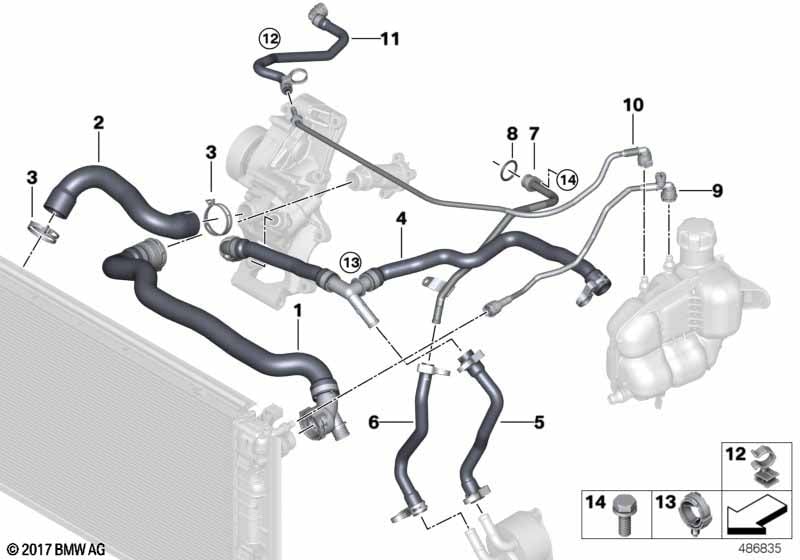 Cooling system coolant hoses