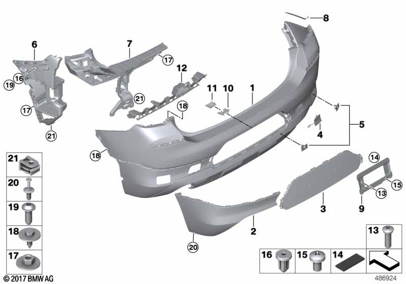 Genuine BMW 51129448905 F39 Bumper Trim Panel, Primed, Rear ICAM (Inc. X2) | ML Performance EU Car Parts