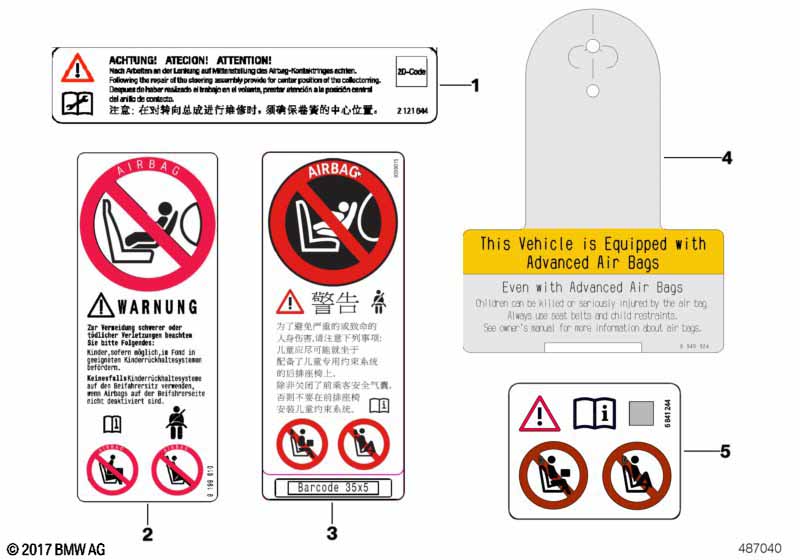 Instruction notice, Airbag