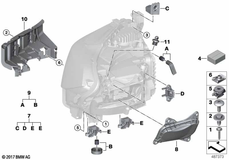 Single components for headlight