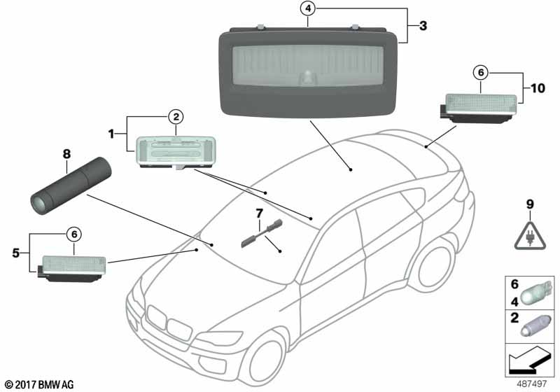 Genuine BMW 63319111006 E71 E72 Interior Light, Rear SAVANNABEIGE (Inc. X6) | ML Performance EU Car Parts