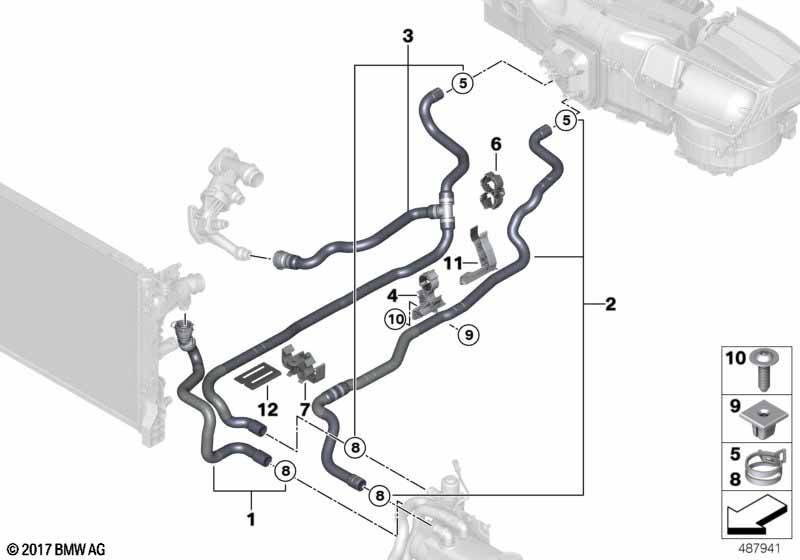 Koelvloeistofslangen interieurvoorverw