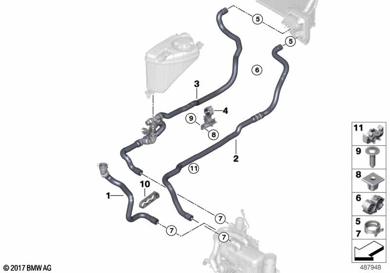 Coolant hoses for auxiliary heater
