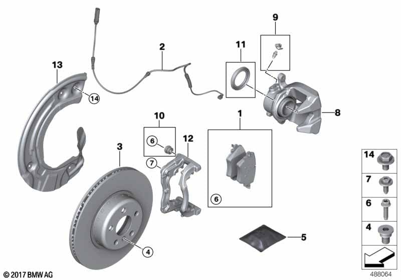 Front brake pad wear sensor