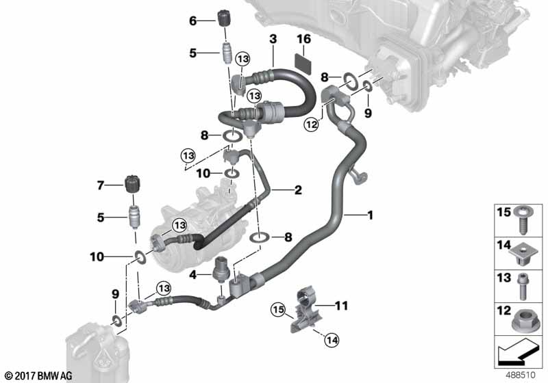 Genuine BMW 64539860604 G32 G30 G12 Pressure Hose Assy Compressor-Condenser (Inc. 530i, 630i & 520i) | ML Performance UK Car Parts