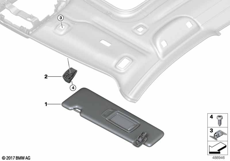 Genuine BMW 51167429920 F39 Right Sun Visor SCHWARZ (Inc. X2) | ML Performance EU Car Parts