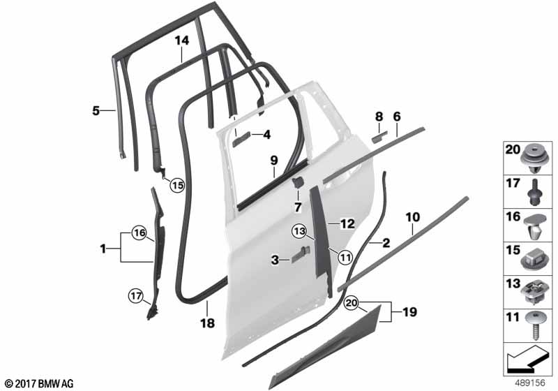 Genuine BMW 51357420848 F39 Window Cavity Seal Rear Door Right (Inc. X2 28iX, X2 16d & X2 28i) | ML Performance UK Car Parts