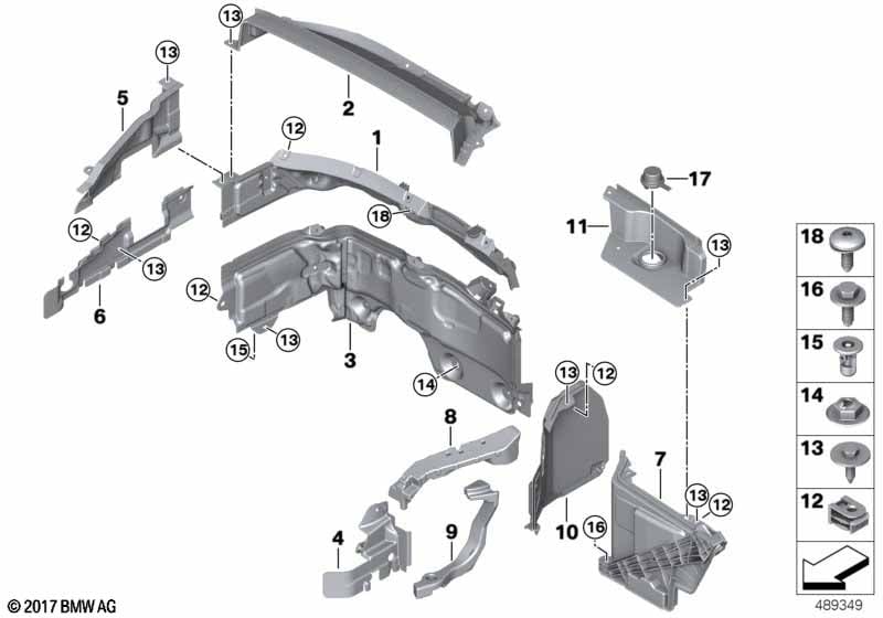 Mounting parts, engine compartment