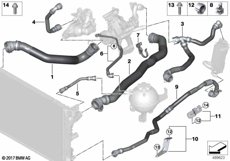 Cooling system coolant hoses