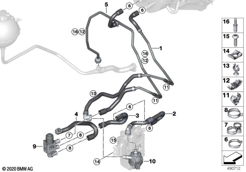 Genuine BMW 64216919372 I12 I15 Coolant Hose, Supply Switch valve - EDH (Inc. i8) | ML Performance UK Car Parts