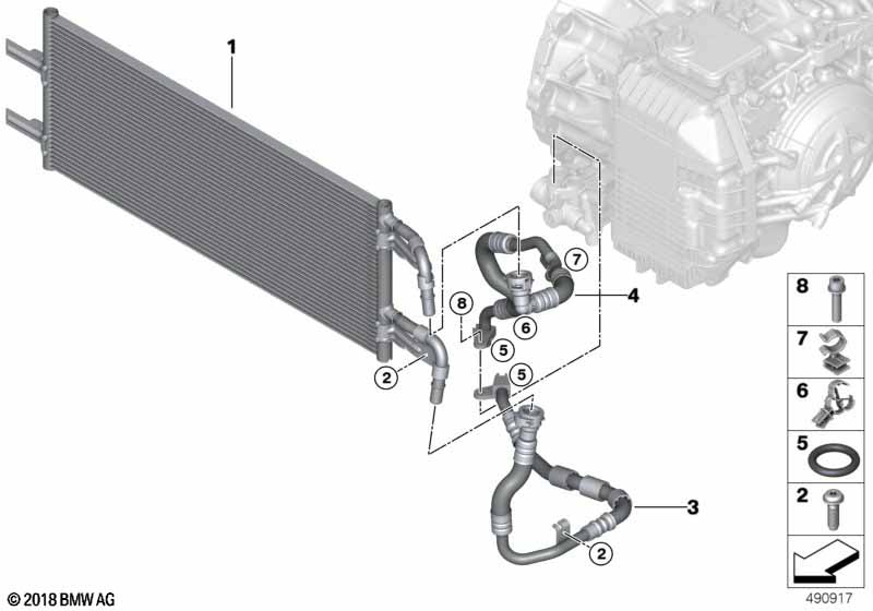 Transmission oil cooler/oil cooler line