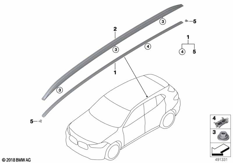 Genuine BMW 51137429617 F39 Roof Molding Left SCHWARZ (Inc. X2) | ML Performance EU Car Parts