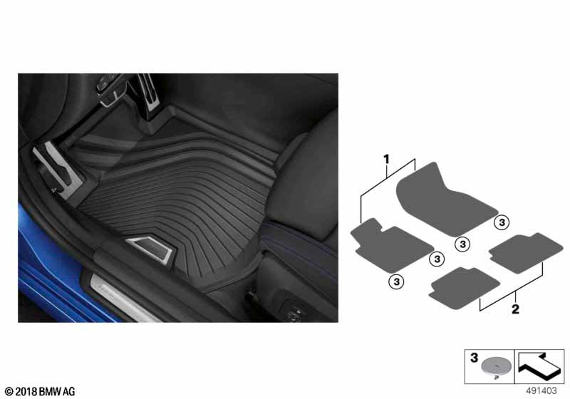 Genuine BMW 51472461169 G20 G21 Floor Mats, All-Weather, Rear (Inc. 330d, 330i & 320dX) | ML Performance EU Car Parts