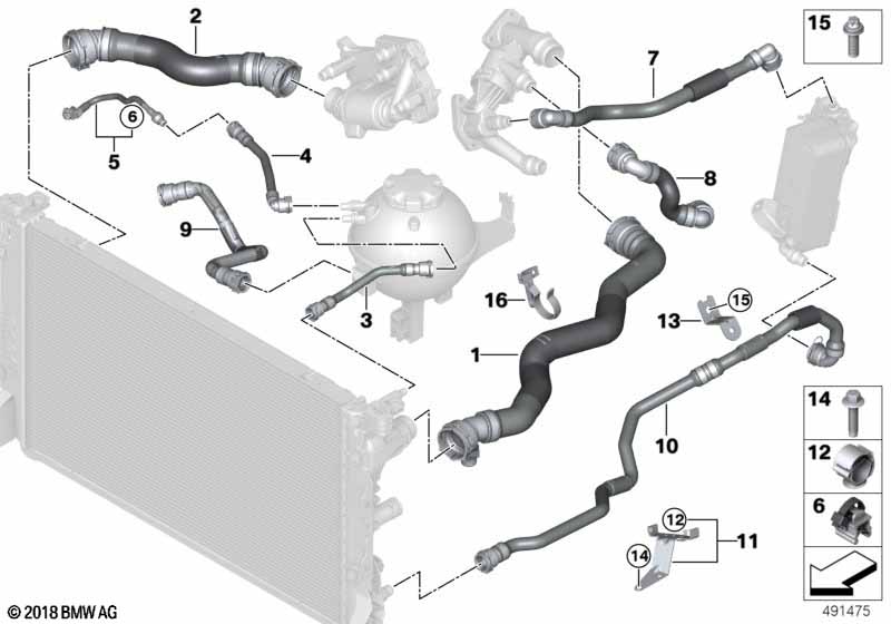 Cooling system coolant hoses