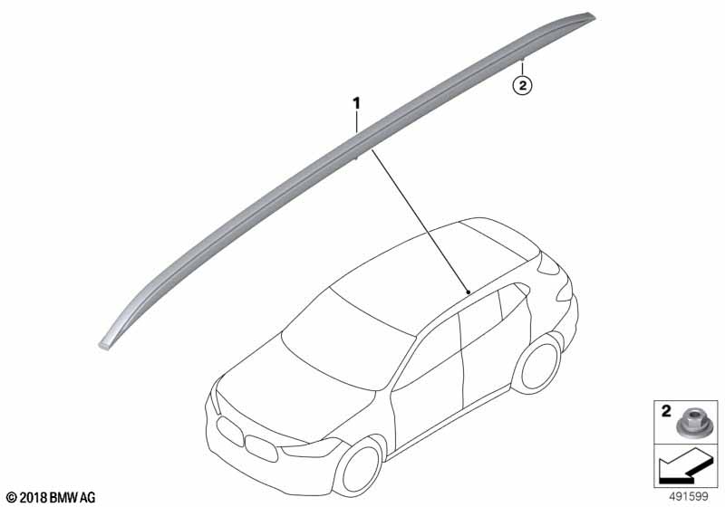 Genuine BMW 51137441652 F39 Roof Railing, Right SCHWARZ (Inc. X2 18dX, X2 18d & X2 20dX) | ML Performance UK Car Parts