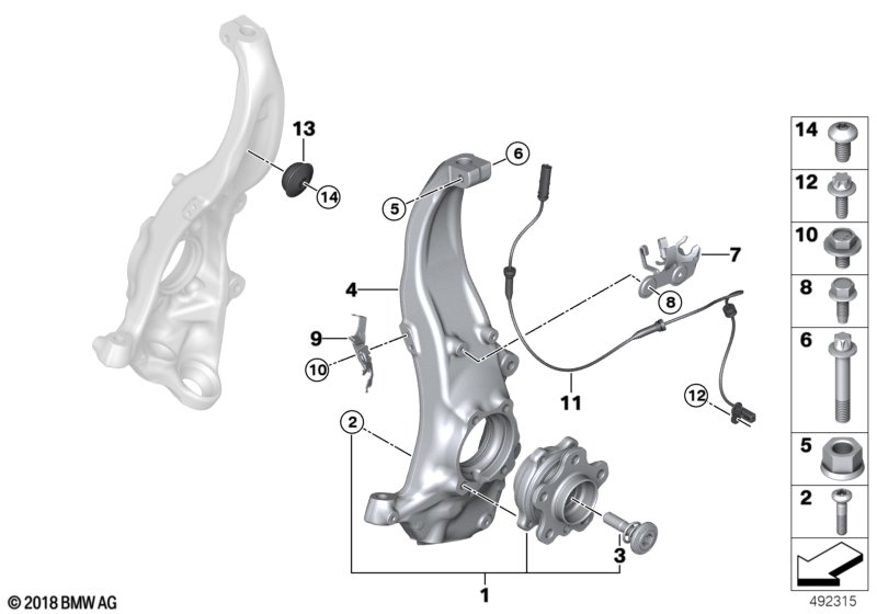 Swivel/wheel bearing, front, AWD