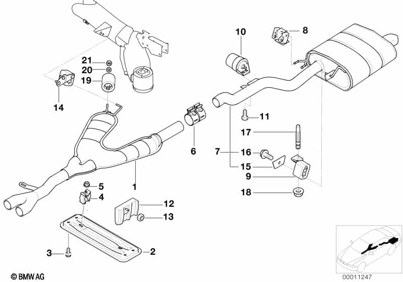 Exhaust system, rear