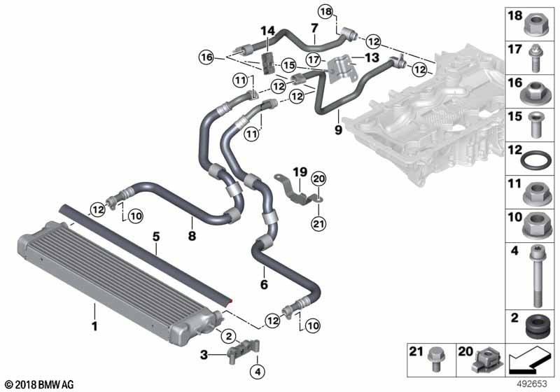 Genuine BMW 17228092200 F90 Engine Oil Cooler Pipe, Flow (Inc. M5) | ML Performance UK Car Parts