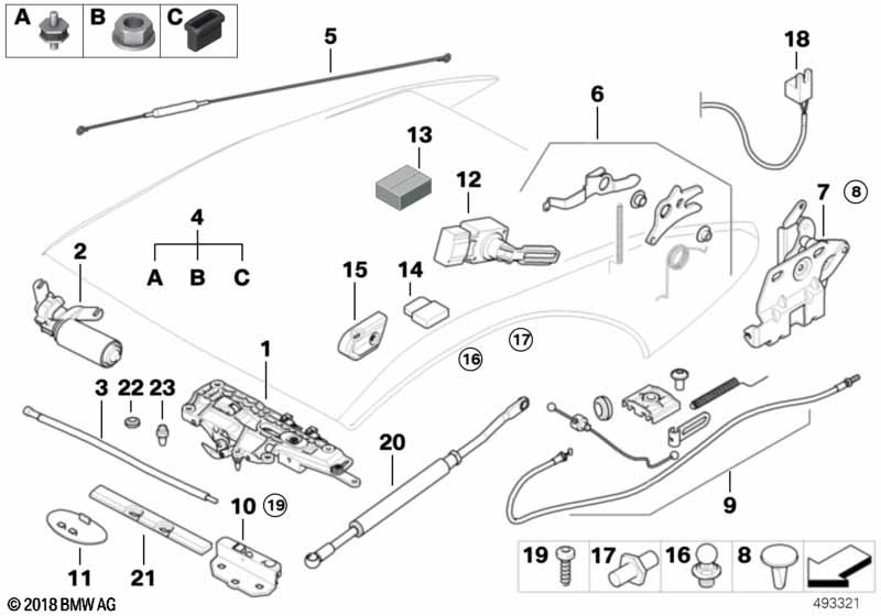 Genuine BMW 54347152559 E64 Fastening Kit, Lock F Folding Top Flap (Inc. 645Ci, 650i & 635d) | ML Performance EU Car Parts