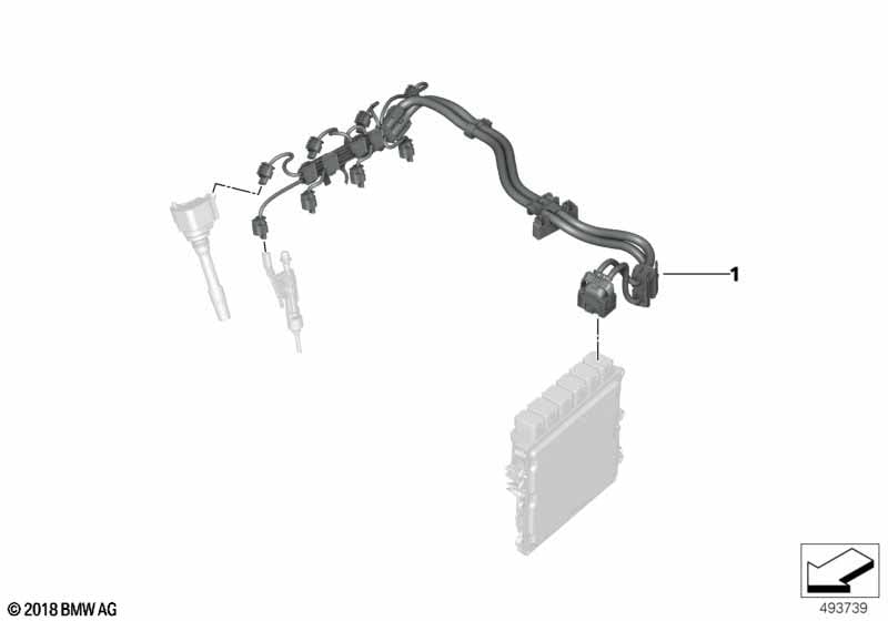 Cable harness injection valve/ignition