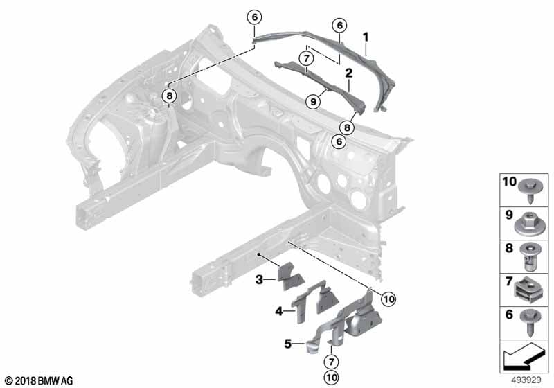 Mounting parts, engine compartment