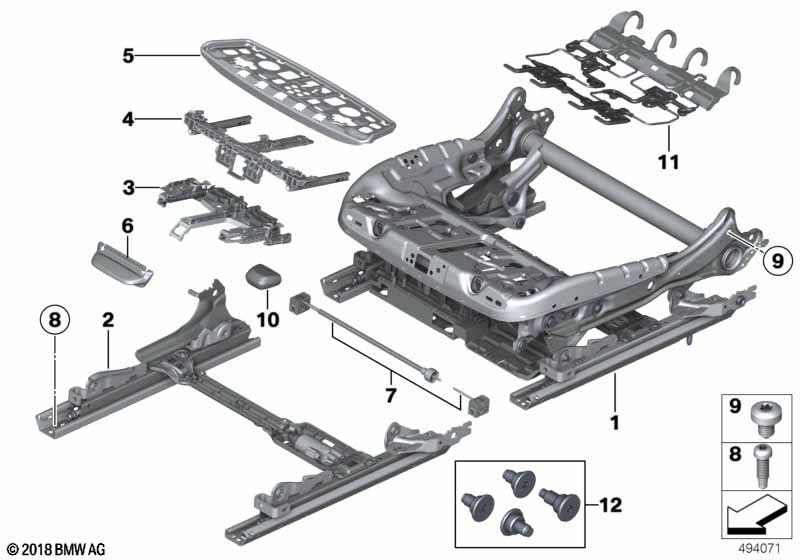 Seat, front, seat frame